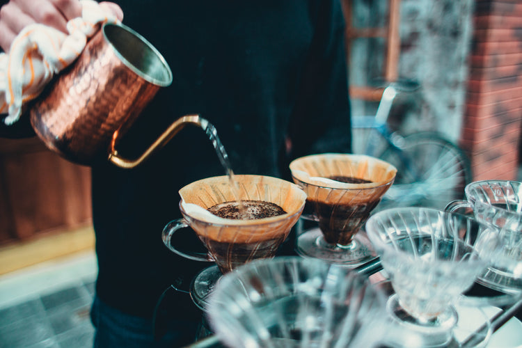 Pour over coffee - water is poured in a filter with cofee.