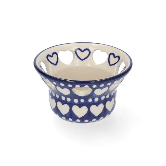 Tealight Holder Heart Shaped Holes - Blue Valentine