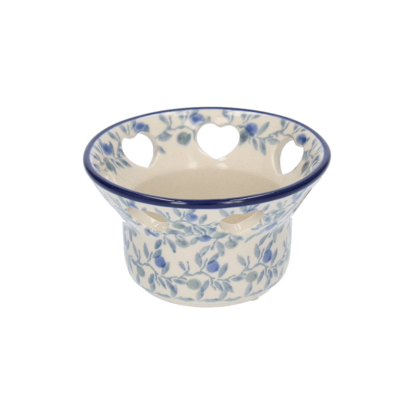 Teelichthalter Herzförmige Löcher - Blaue Olive