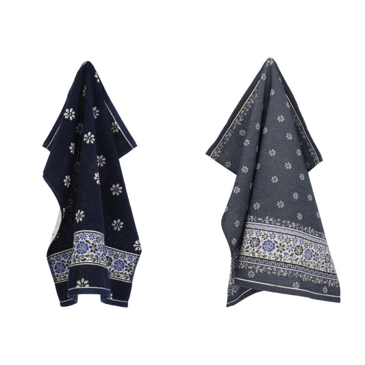 Keukendoek en Theedoek Belle Fleur Donkerblauw GOTS