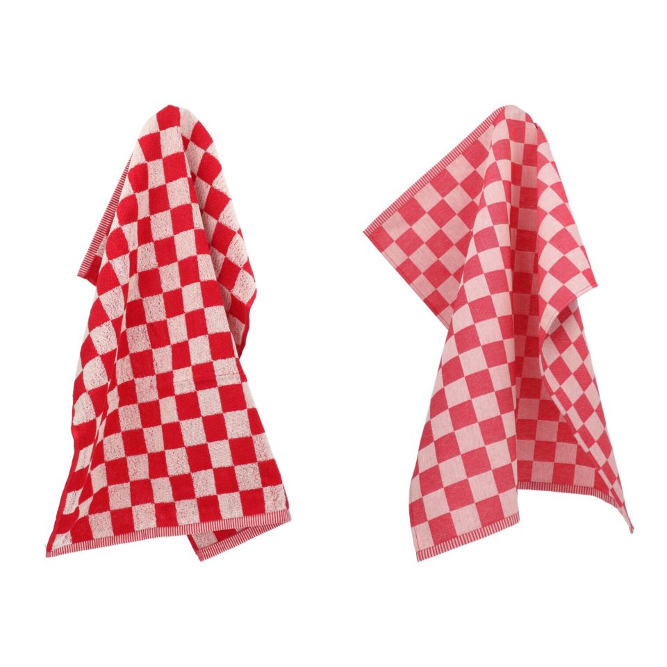 Keukendoek en Theedoek Block Rood GOTS