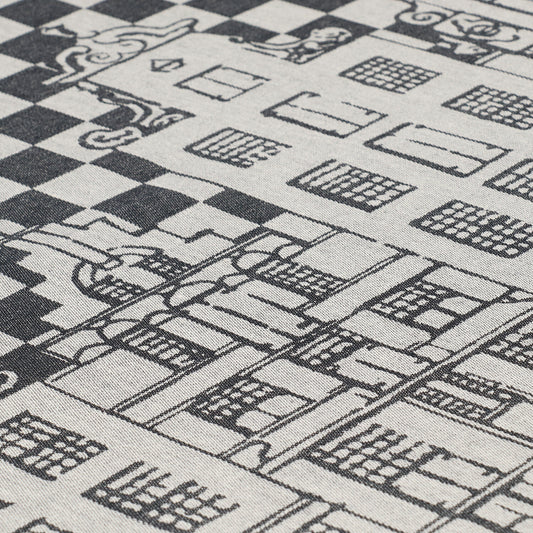 Theedoek Grachtenpand Zwart