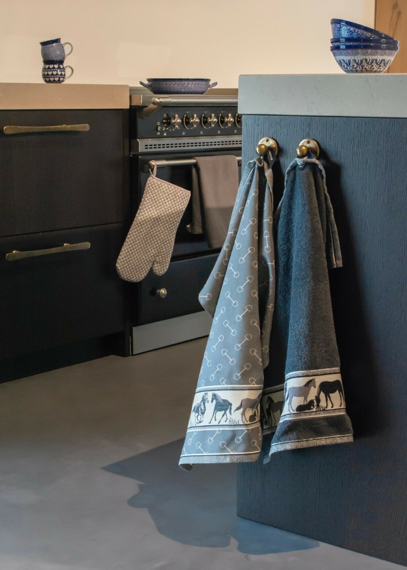 Keukendoek en Theedoek Paard Antraciet