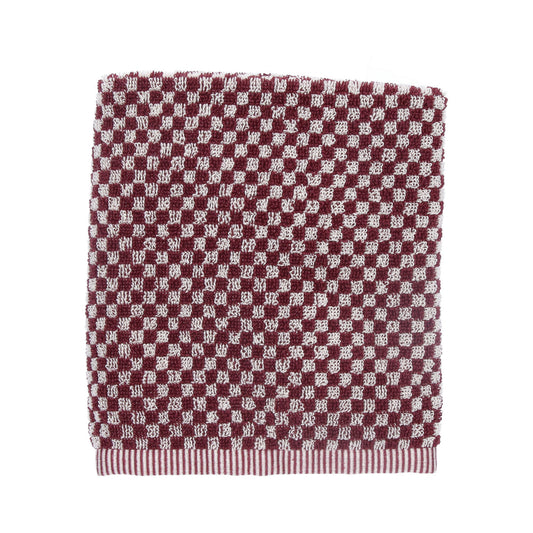 Keukendoek Kleine Ruit Burgundy GOTS