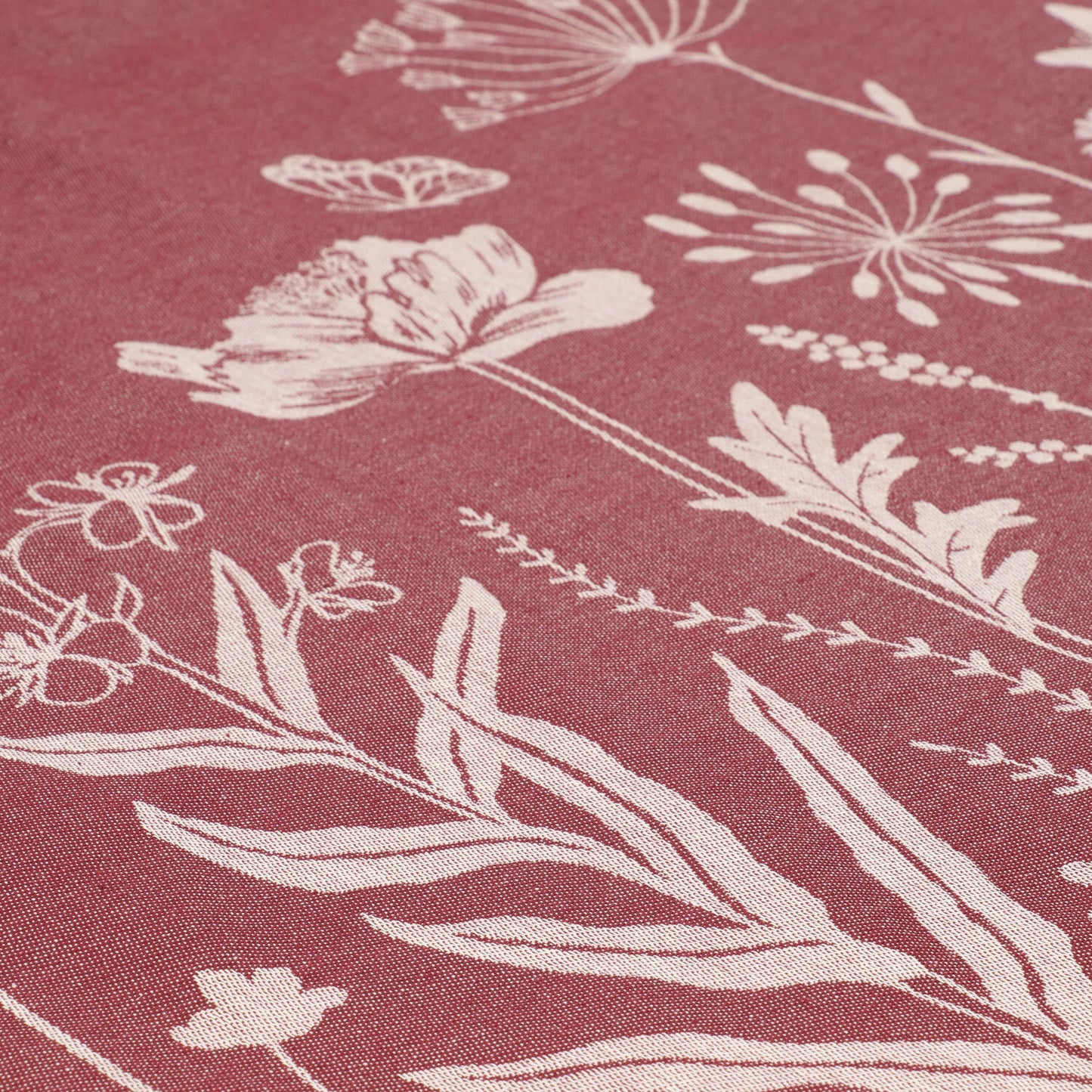 Theedoek Wild Flowers Burgundy GOTS