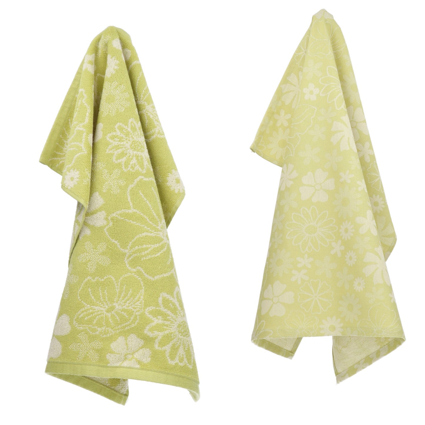 Limited Edition: Keukendoek en Theedoek Flowerbed Limegroen GOTS
