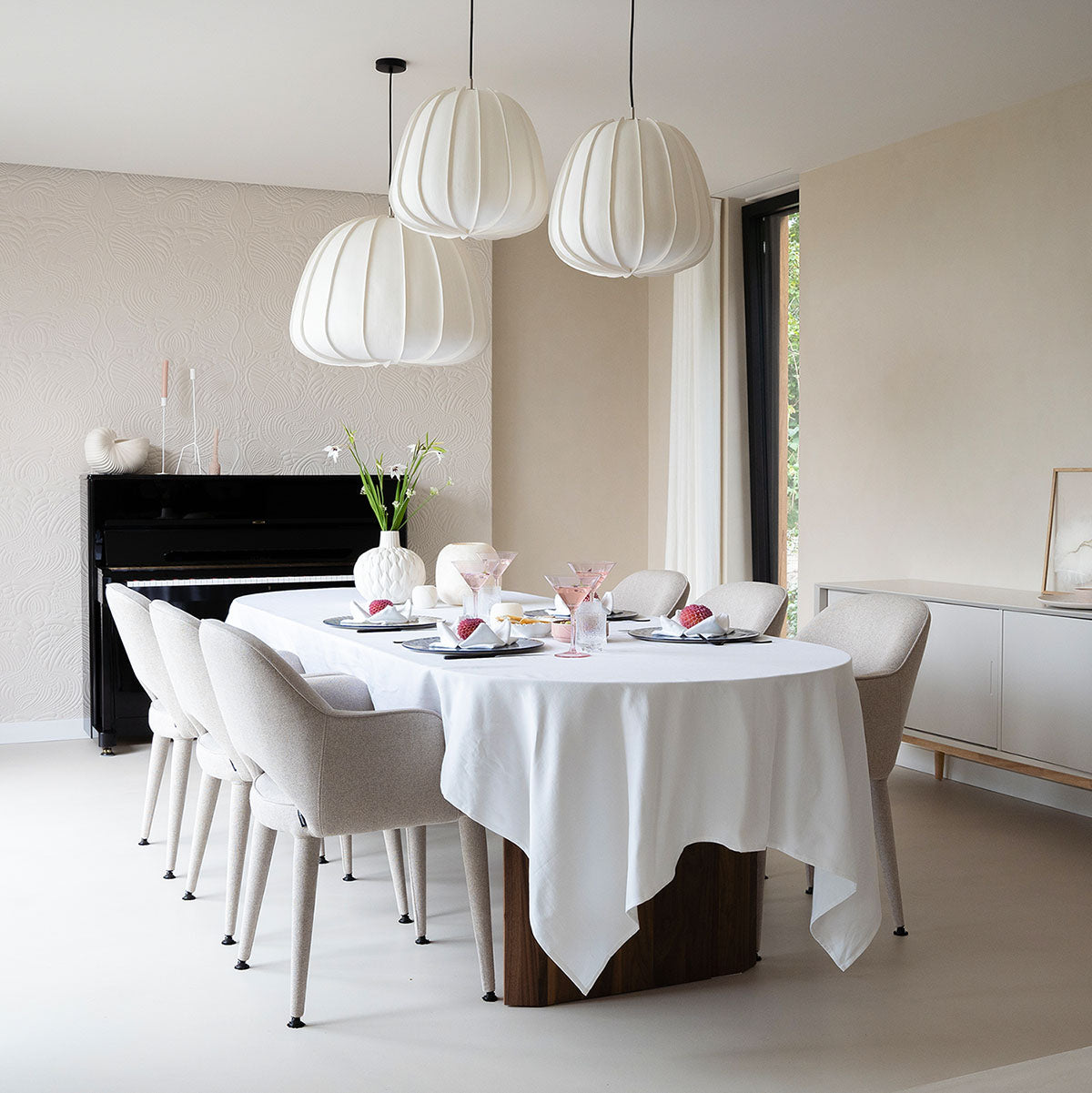 Tafelkleed Desert XL Pearl White 150x350 cm