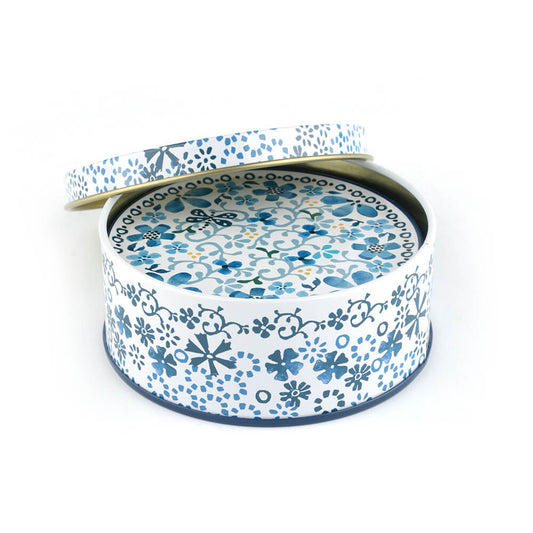 Blik met 6 onderzetters Indigo Lace