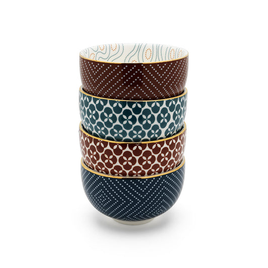 Pucheng petrol & brique, set van 4 theekopjes