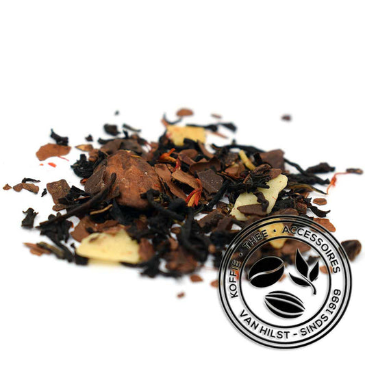 Natuurlijk gearomatiseerde zwarte thee met zowel witte als donkere chocolade en cacao.