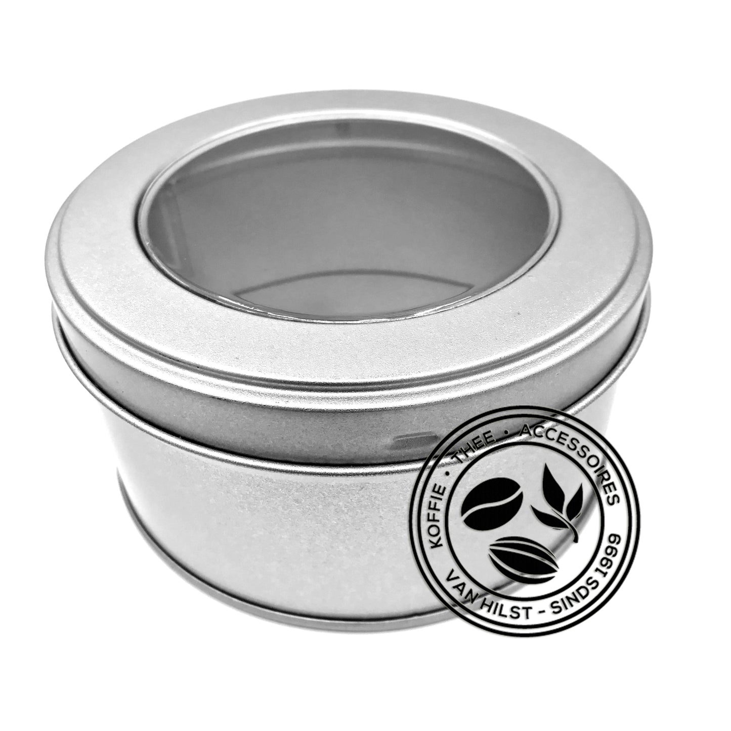 Rond theeblik met venster