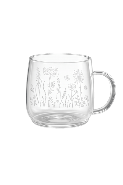 Thee Glazen - Borosilicate Wild Flowers - 400 ml - Set van 2