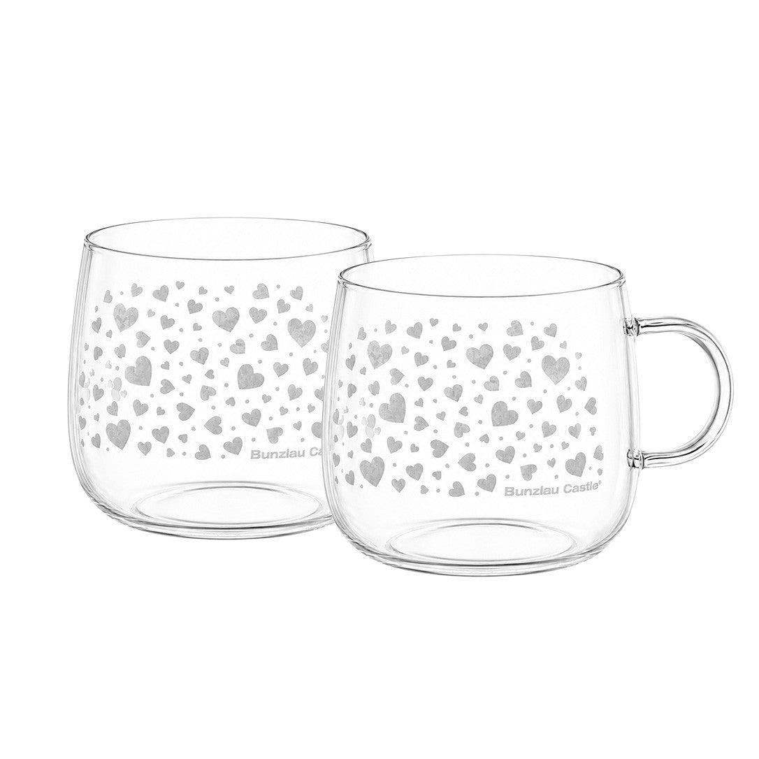 Thee Glazen - Borosilicate Hearts - 400 ml - Set van 2
