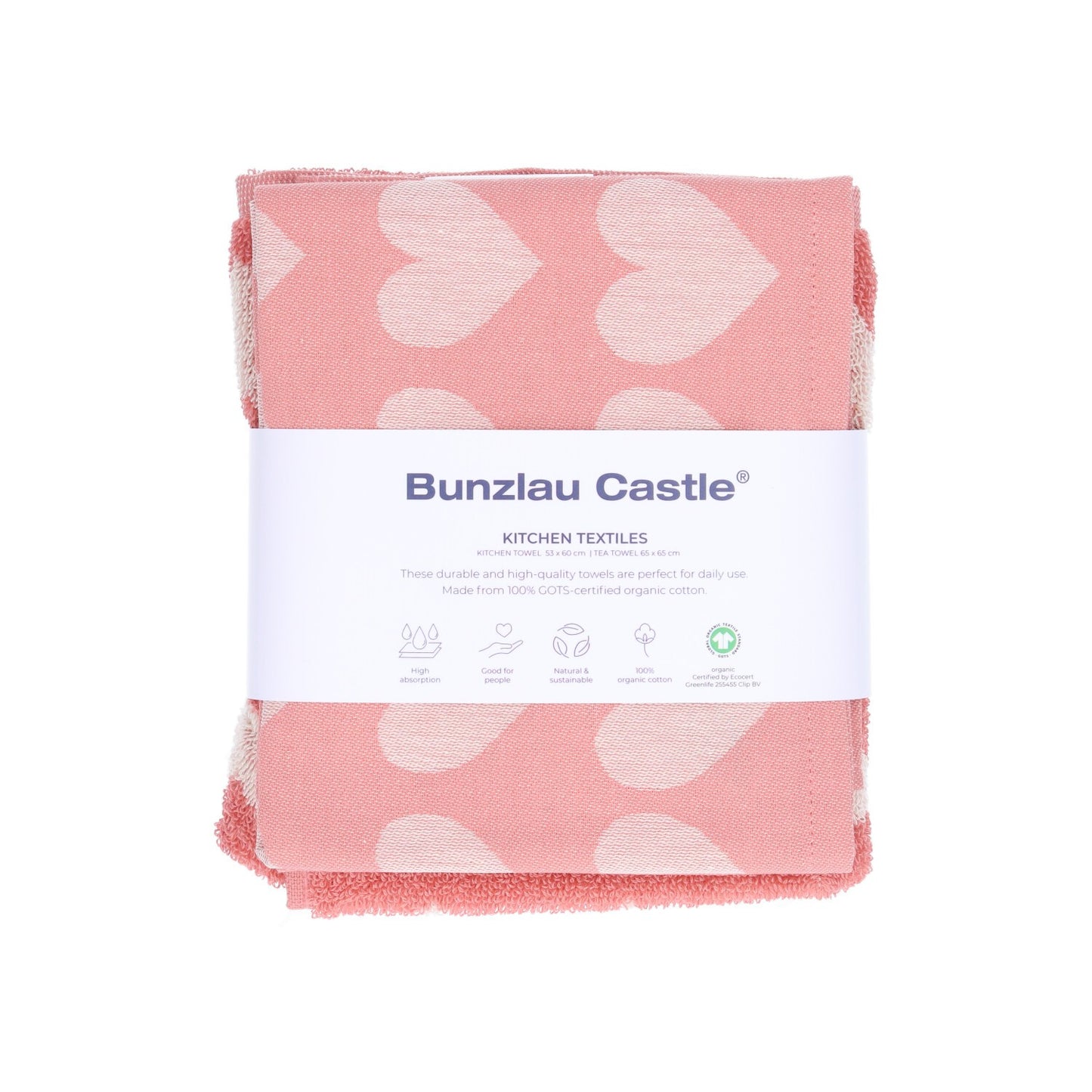 Keukendoek en Theedoek Hart Roze