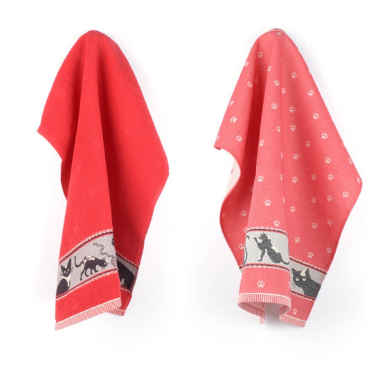Keukendoek en Theedoek Kat Rood