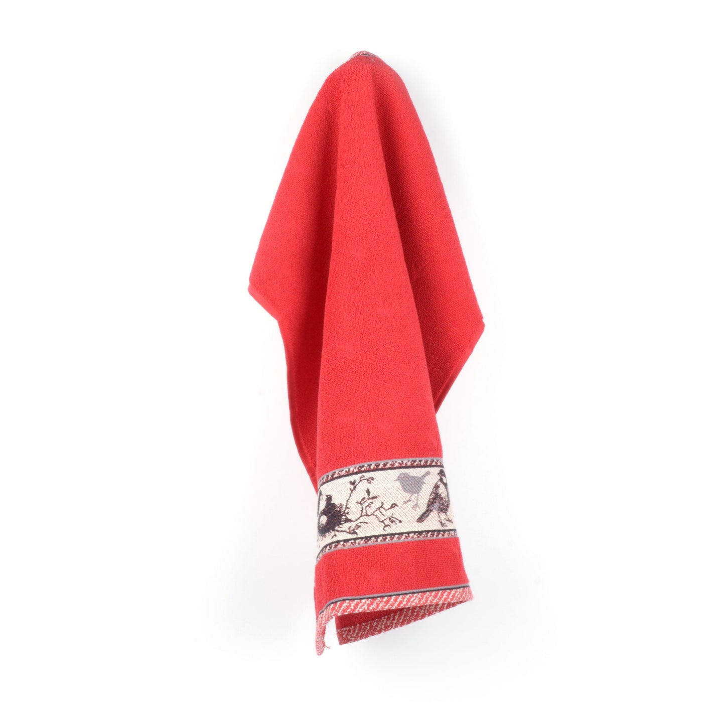 Keukendoek Vogels Rood