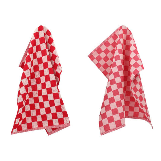 Keukendoek en Theedoek Block Rood GOTS