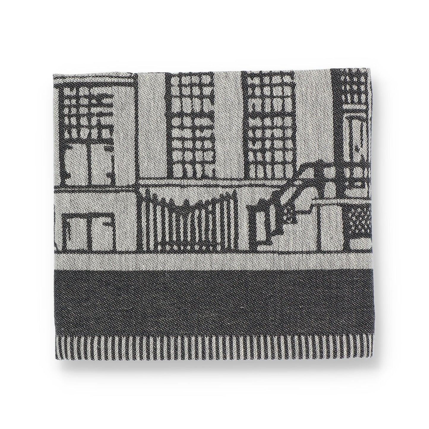 Theedoek Grachtenpand Zwart