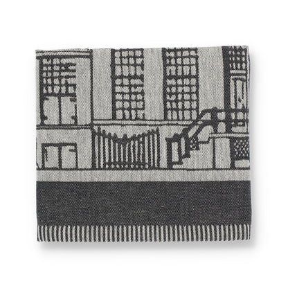 Theedoek Grachtenpand Zwart