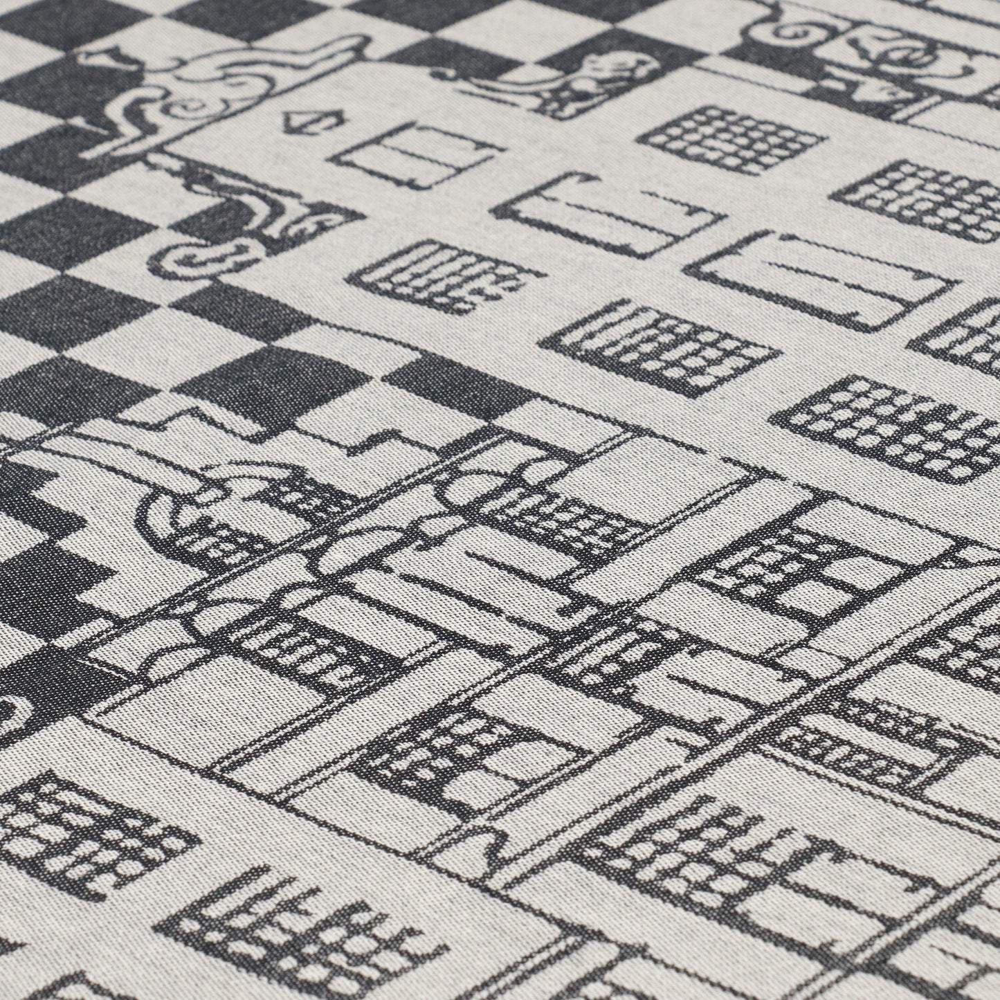 Theedoek Grachtenpand Zwart