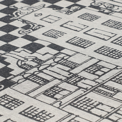 Theedoek Grachtenpand Zwart