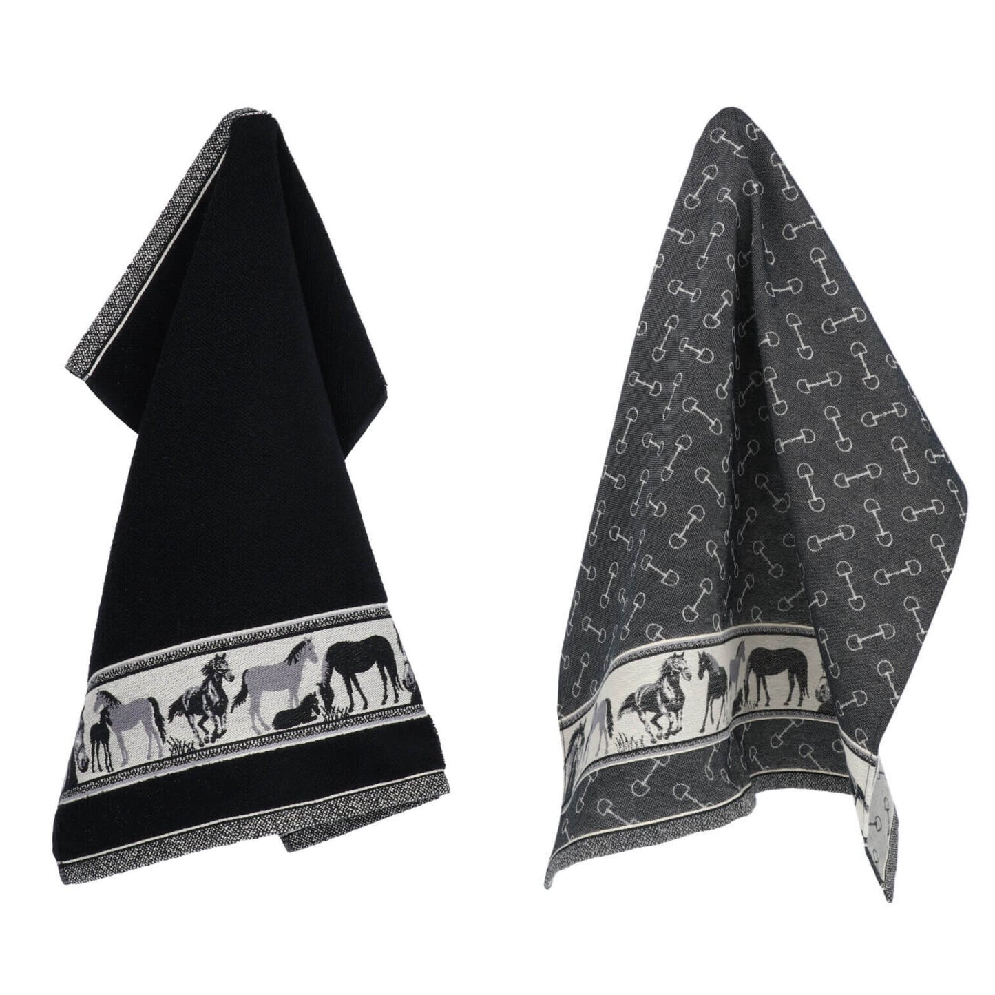 Keukendoek en Theedoek Paard Zwart GOTS
