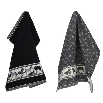 Keukendoek en Theedoek Paard Zwart GOTS