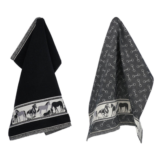 Keukendoek en Theedoek Paard Zwart GOTS