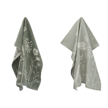 Keukendoek en Theedoek Wild Flowers Donkergroen GOTS