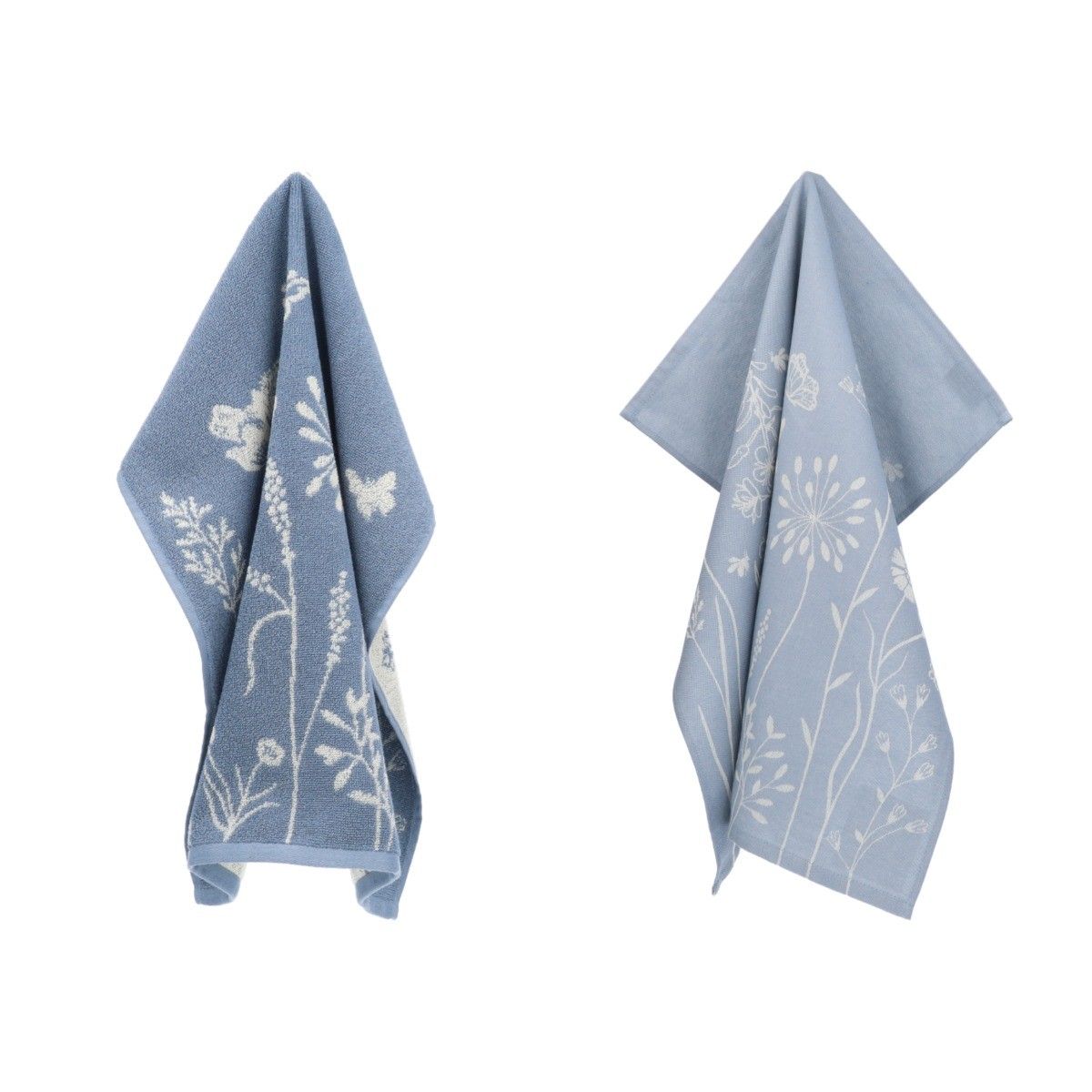 Keukendoek en Theedoek Wild Flowers Grijs Blauw