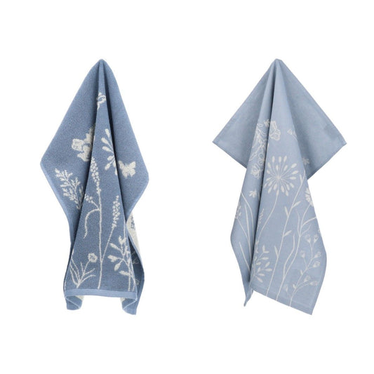 Keukendoek en Theedoek Wild Flowers Grijs Blauw