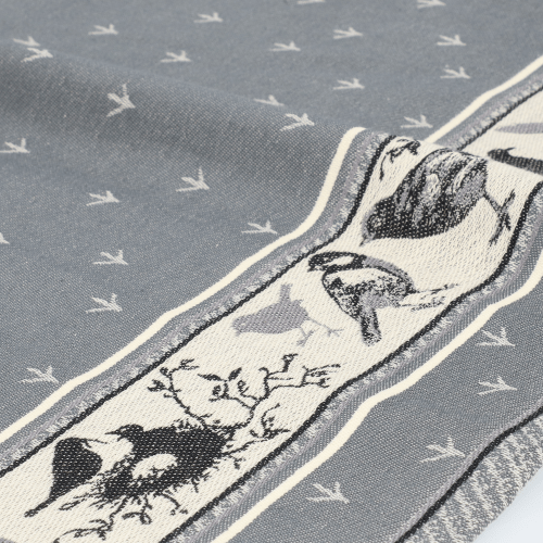 Theedoek Vogels Antraciet