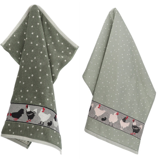 Keukendoek en Theedoek Kip Donkergroen