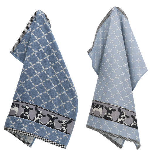 Keukendoek en Theedoek Koe Grijs Blauw