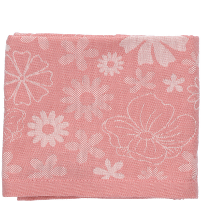 Theedoek Flowerbed Roze GOTS