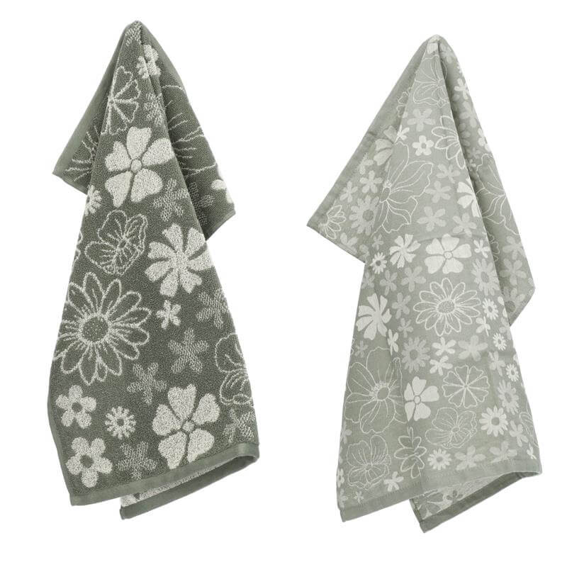 Keukendoek en Theedoek Flowerbed Donkergroen GOTS