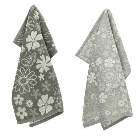 Keukendoek en Theedoek Flowerbed Donkergroen GOTS