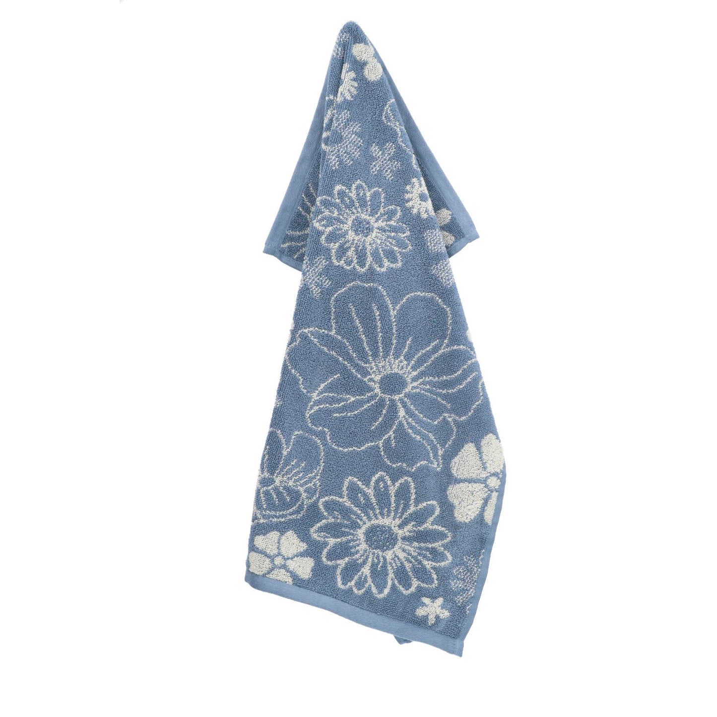Keukendoek Flowerbed Grijsblauw GOTS