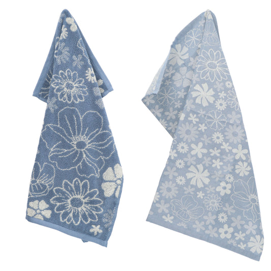 Keukendoek en Theedoek Flowerbed Grijsblauw GOTS
