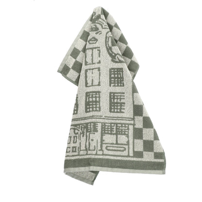 Keukendoek Grachtenpand Donkergroen GOTS