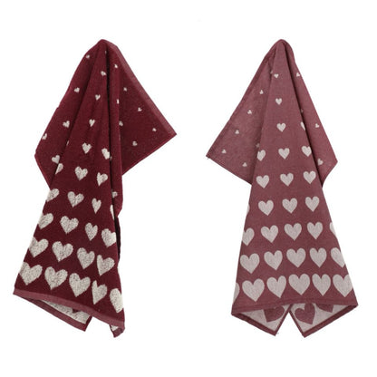 Keukendoek en Theedoek Hearts Burgundy GOTS
