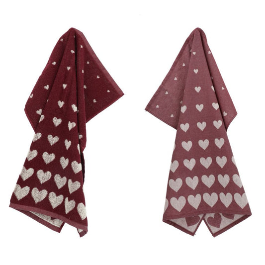 Keukendoek en Theedoek Hearts Burgundy GOTS