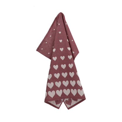 Theedoek Hart Burgundy GOTS