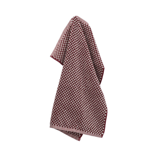 Keukendoek Kleine Ruit Burgundy GOTS