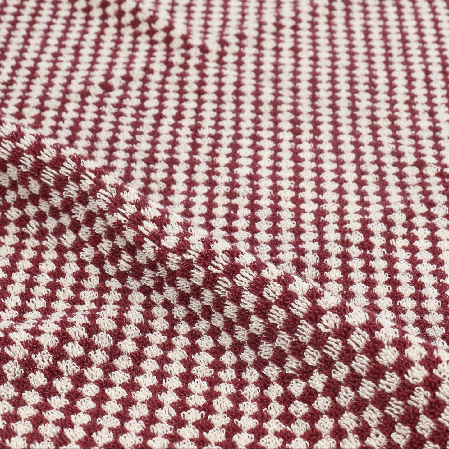 Keukendoek Kleine Ruit Burgundy GOTS