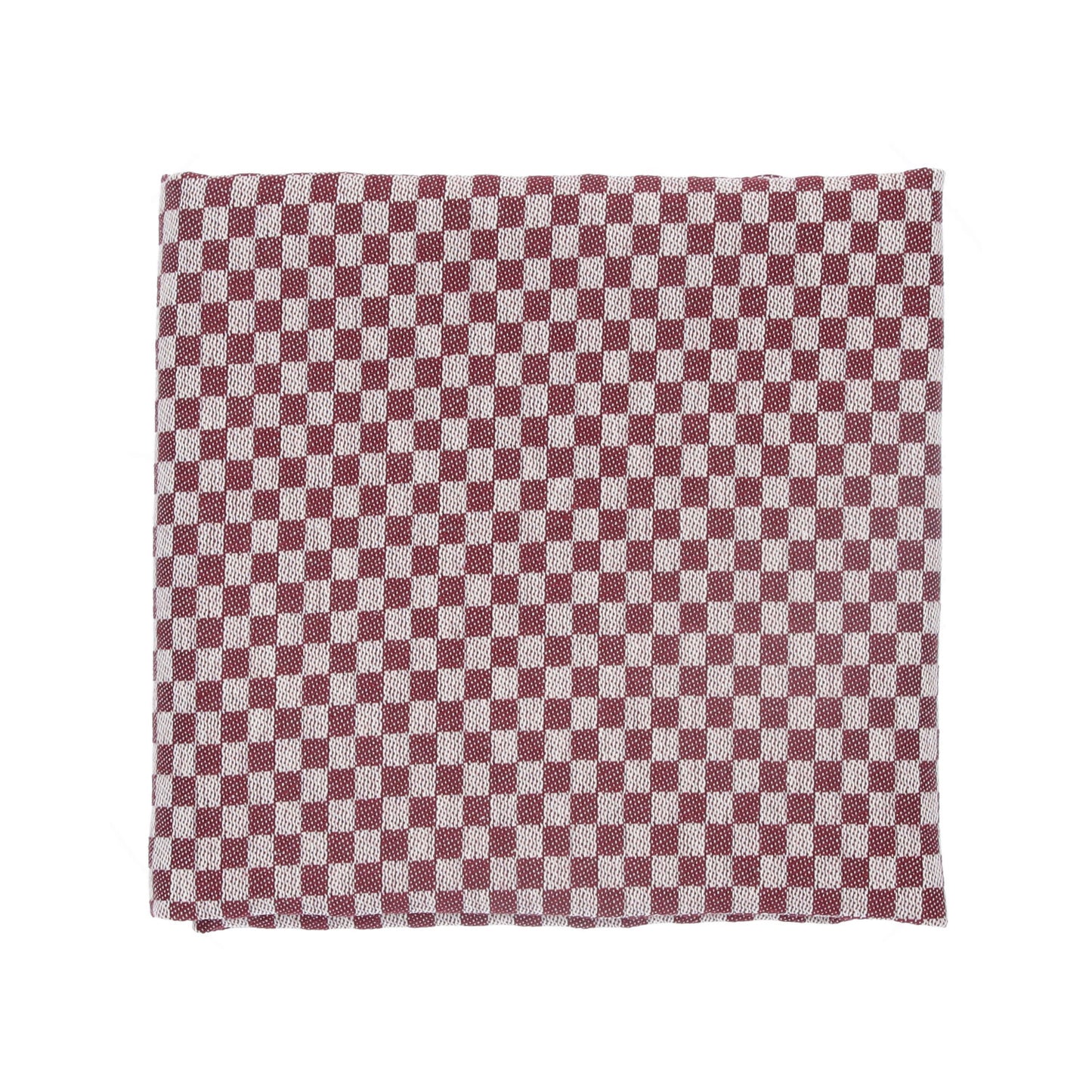 Theedoek Kleine Ruit Burgundy GOTS
