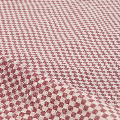 Theedoek Kleine Ruit Burgundy GOTS