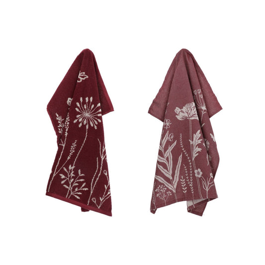 Keukendoek en Theedoek Wild Flowers Burgundy GOTS