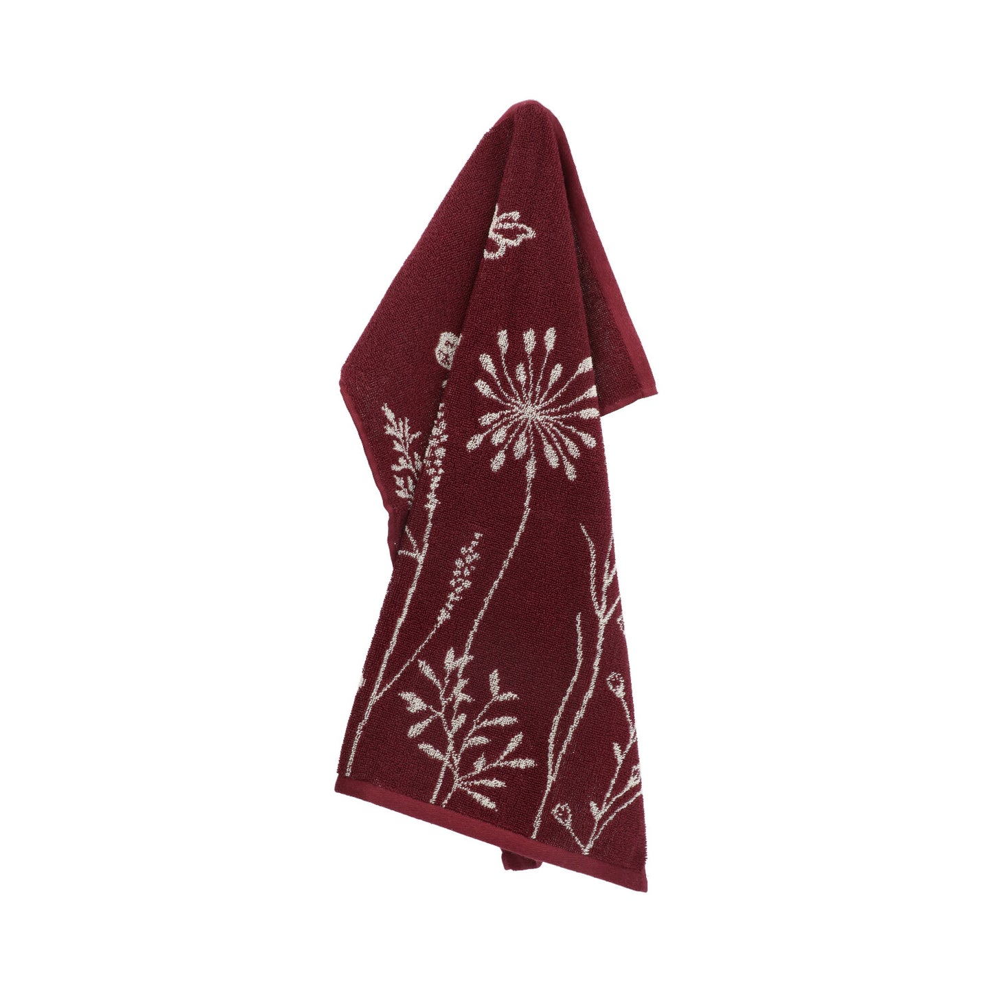 Keukendoek Wild Flowers Burgundy GOTS