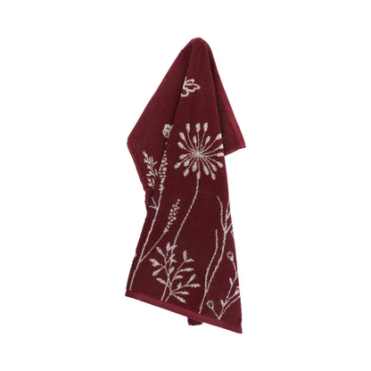 Keukendoek Wild Flowers Burgundy GOTS